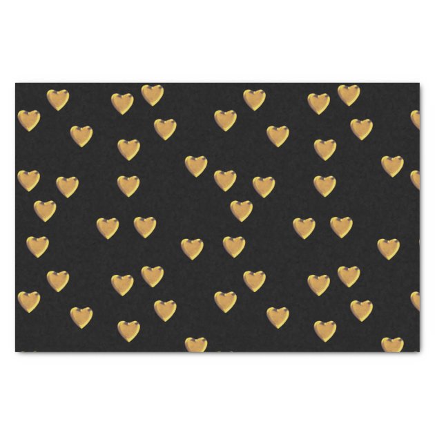 Heart Design Black And Gold Tissue Paper